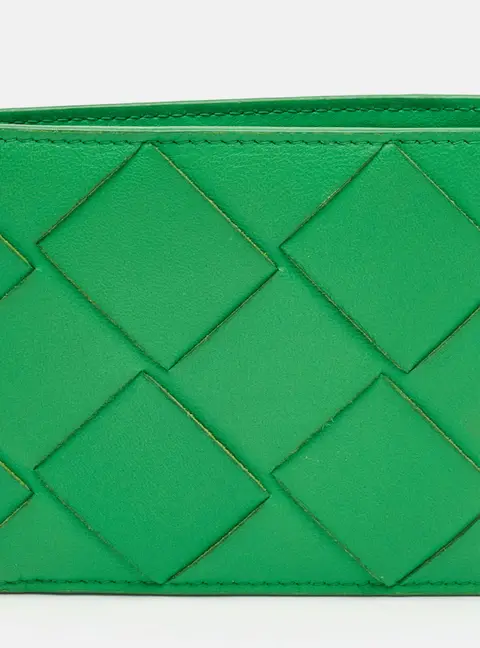 Bottega Veneta Green Intrecciato Leather Bifold Wallet