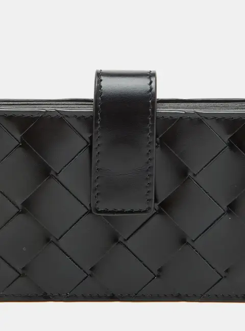 Bottega Veneta Black Intrecciato Leather Card Case