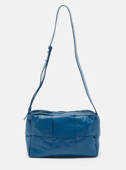 Bottega Veneta Acro Blue Leather Camera Bag