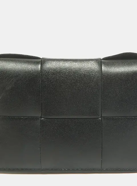 Bottega Veneta Cassette Flap Black Intrecciato Leather Card Case