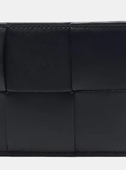 Bottega Veneta Intrecciato Black Leather Bifold Wallet Bag