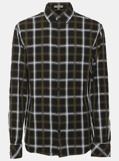 Bottega Veneta Tri Color Cotton Checkered Long Sleeve Shirt L
