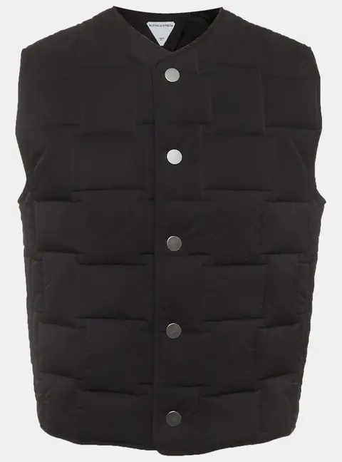 Bottega Veneta Black Geometric Quilted Nylon Sleeveless Vest M