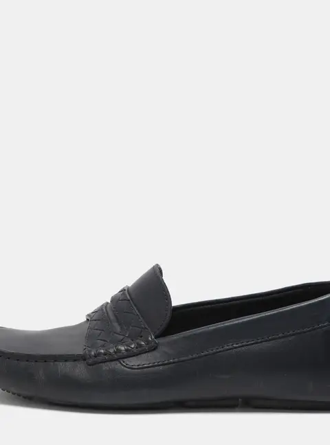 Bottega Veneta Wave Driver Size 41.5 Navy Blue Leather Penny Loafers