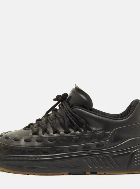 Bottega Veneta Speedster Size 45 Black Leather Lace Up Sneakers
