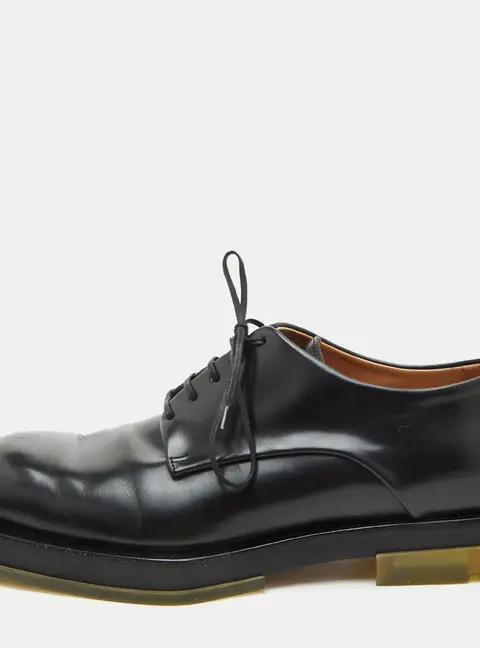 Bottega Veneta Square Toe Size 42 Black Leather Lace Up Derby
