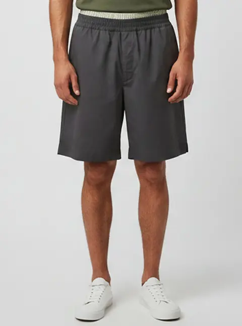 Bottega Veneta Grey Gabardine Double Waistband Shorts M