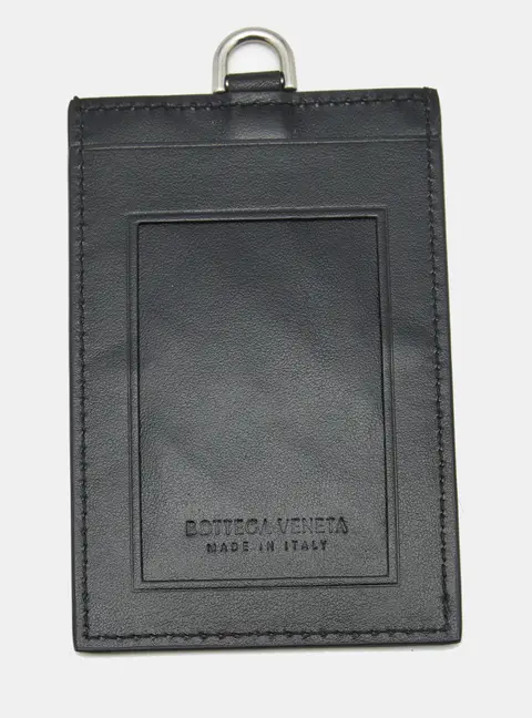 Bottega Veneta Luggage Tag Black Intrecciato Leather