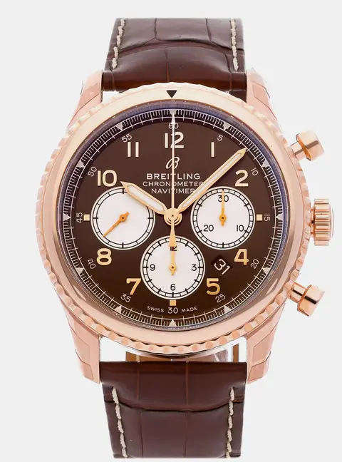 Breitling Navitimer 8 B01 Chronograph RB0117131Q1P1 Automatic Chronograph Bronze Dial 18k Rose Gold Men's Wristwatch 43mm