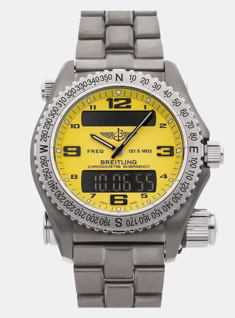 Breitling Emergency Mission E7632110/I500 Yellow Titanium Quartz Men's Wristwatch 42mm