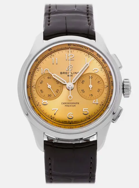Breitling Premier B09 AB0930F51H1P1 Manual Winding Chronograph Champagne Dial Stainless Steel Men's Wristwatch 40mm