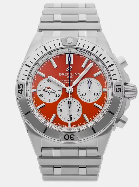 Breitling Chronomat B01 AB01342B1O2A1 Automatic Chronograph Orange Dial Stainless Steel Men's Wristwatch 42mm
