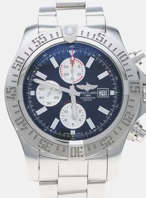 Breitling Super Avenger II A13371 Black Stainless Steel Automatic Men's Watches 48mm
