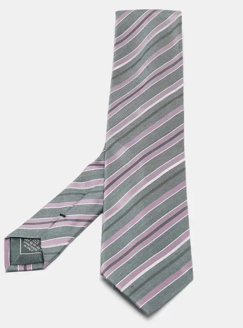 Brioni Grey/Purple Diagonal Striped Silk Classic Tie