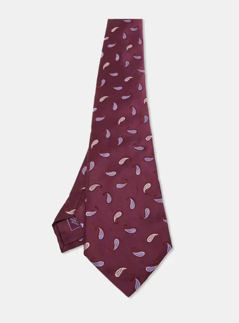 Brioni Burgundy Paisley Silk Traditional Tie