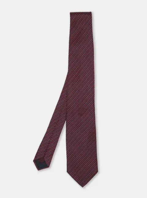 Brioni Red/Navy Micro Diamond Motif Silk Tie