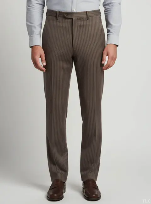Brioni Brown Pinstripe Textured Wool Cortina Trousers XXXL