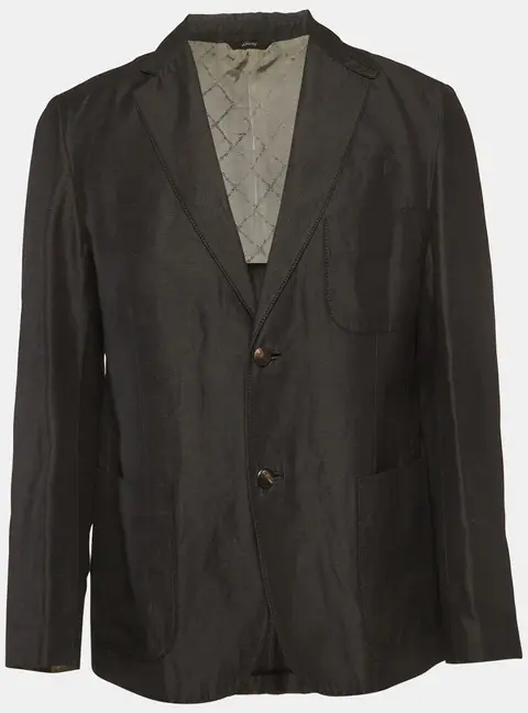 Brioni Black Linen Blend Single Breasted Blazer M
