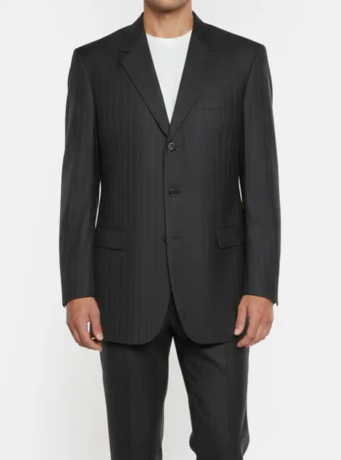 Brioni Black Pinstripe Wool Blend Single Breasted Blazer XXXL