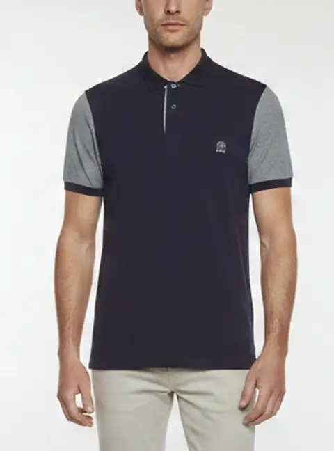Brunello Cucinelli Navy Blue Pique Knit Polo T-Shirt M