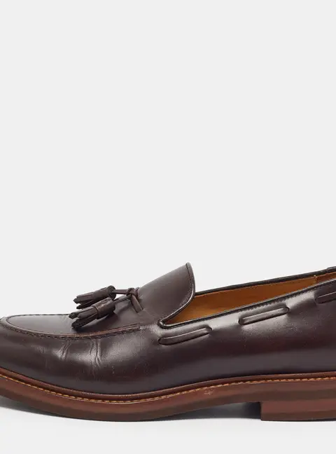 Brunello Cucinelli Size 43.5 Dark Brown Leather Tassel Loafers