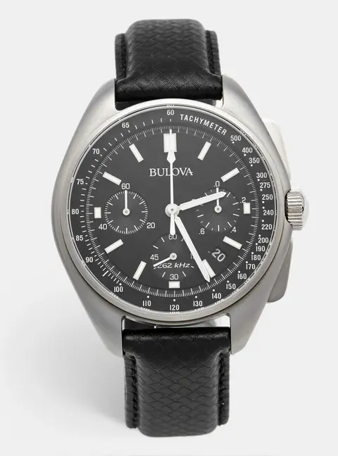 Bulova Lunar Pilot Special Edition 96B251 Black Dial Stainless Steel Men's Wristwatch 45 mm