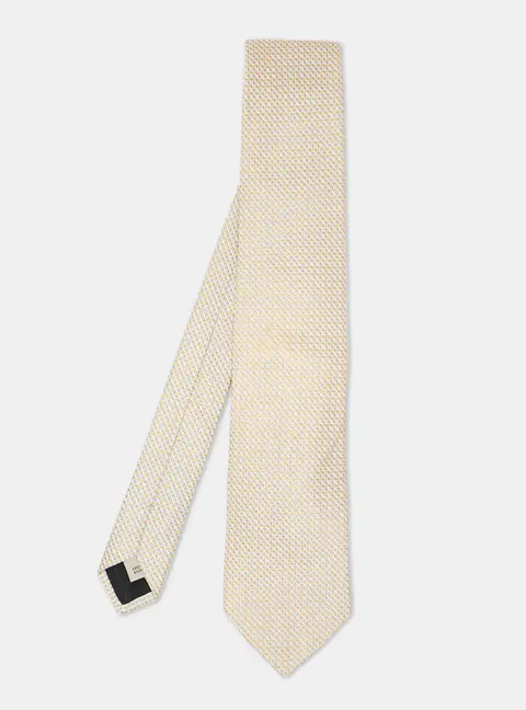 Burberry Yellow/Grey Micro Diamond Motif Silk Tie