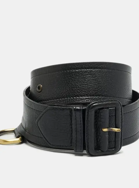 Burberry 100CM Wide Buckle Belt Black Leather