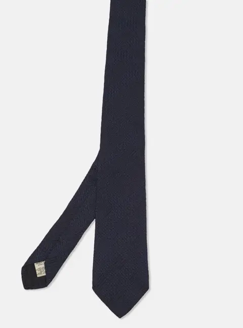 Burberry Navy Blue Checked Silk Jacquard Classic Tie
