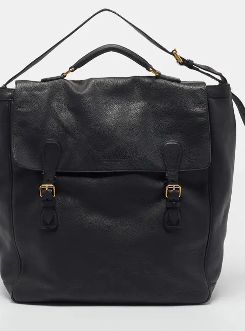 Burberry Black Leather Garment Weekender Bag