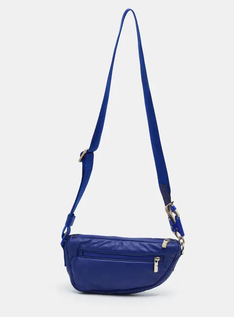Burberry Shield Zip Blue Leather Crossbody Bag
