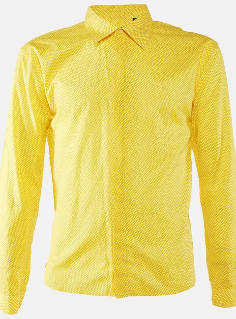 Burberry Prorsum Yellow Dot Printed Cotton Button Front Shirt L