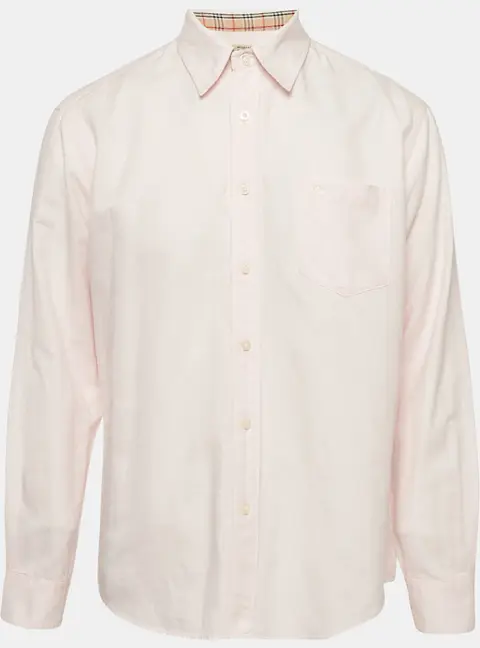 Burberry Pink Linen Long Sleeve Shirt XL