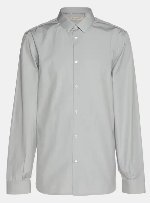 Burberry  Grey Cotton Long Sleeve Tailored Shirt XL