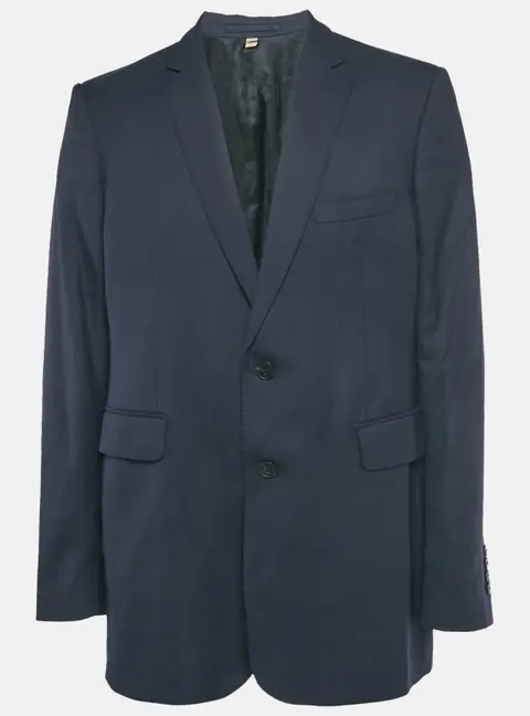 Burberry Navy Blue Gabardine Regular Fit Blazer XXXL