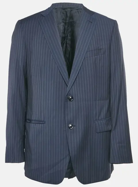 Burberry Vintage Blue Pinstripe Wool Blazer L