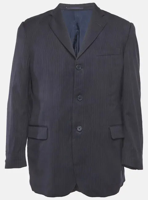 Burberry Vintage Navy Blue Pin Stripe Wool Regular Fit Blazer XXS