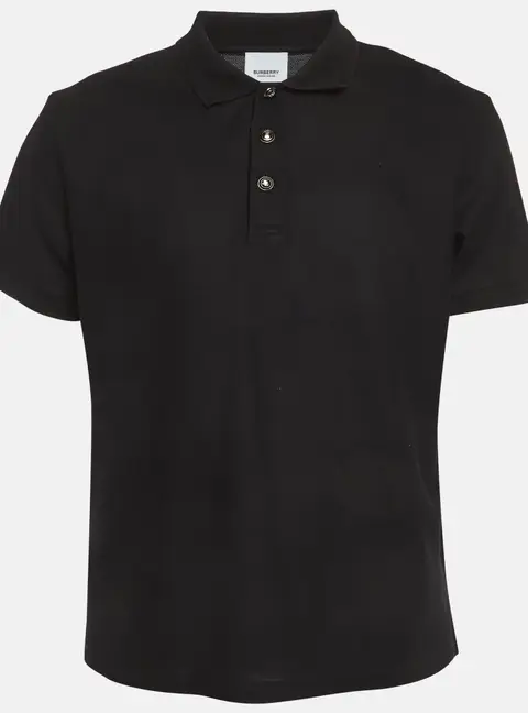 Burberry Black Cotton Pique Polo T-Shirt XL