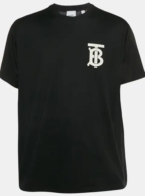 Burberry Black Logo Embossed Jersey Crewneck T-Shirt M