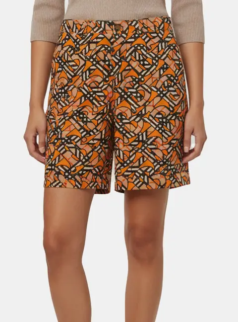 Burberry Multicolour Monogram Print Stretch Cotton Bermuda Shorts M