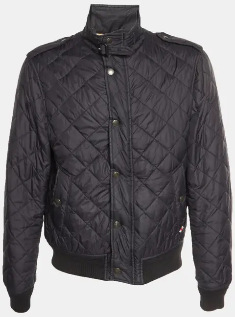 Burberry Black Diamond Quilted Nylon Bomber Jacket L