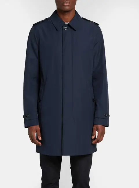 Burberry Navy Blue Nylon Long Sleeve Trench Coat M