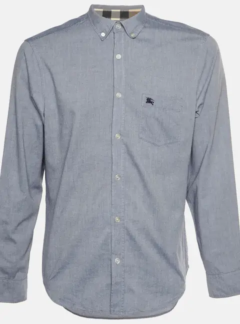 Burberry Brit Grey Chambray Button Down T-Shirt L