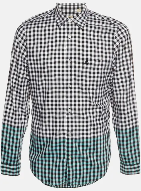 Burberry Brit White Gingham Checked Cotton Long Sleeve T-Shirt L