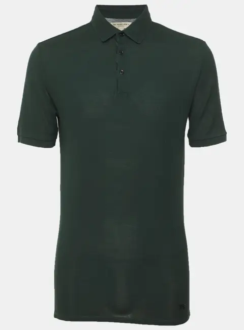 Burberry Green Stretch Cotton Polo T-Shirt S
