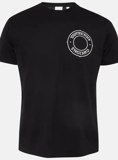 Burberry Black Printed Cotton Knit Crew Neck Tshirt XXS