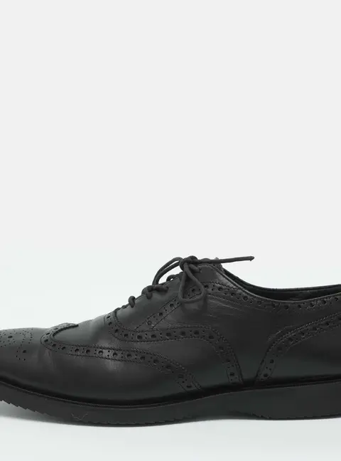 Burberry Size 44 Black Brogue Leather Lace Up Oxfords