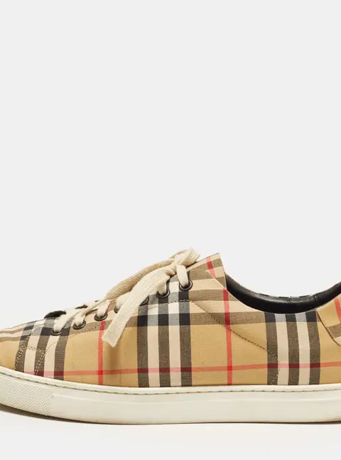 Burberry Size 43 Beige House Check Canvas Lace Up Sneakers