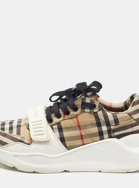 Burberry Ramsey Size 41 Multicolor Canvas and Leather Low Top Sneakers