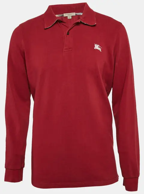 Burberry Brit Red Logo Embroidered Cotton Pique Polo T-Shirt XL